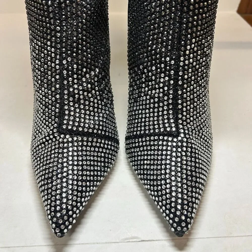 Thalia Sodi Womens 10 M Black Ombre Rhinestone Raquell Pointed Toe Boots NIB PP1